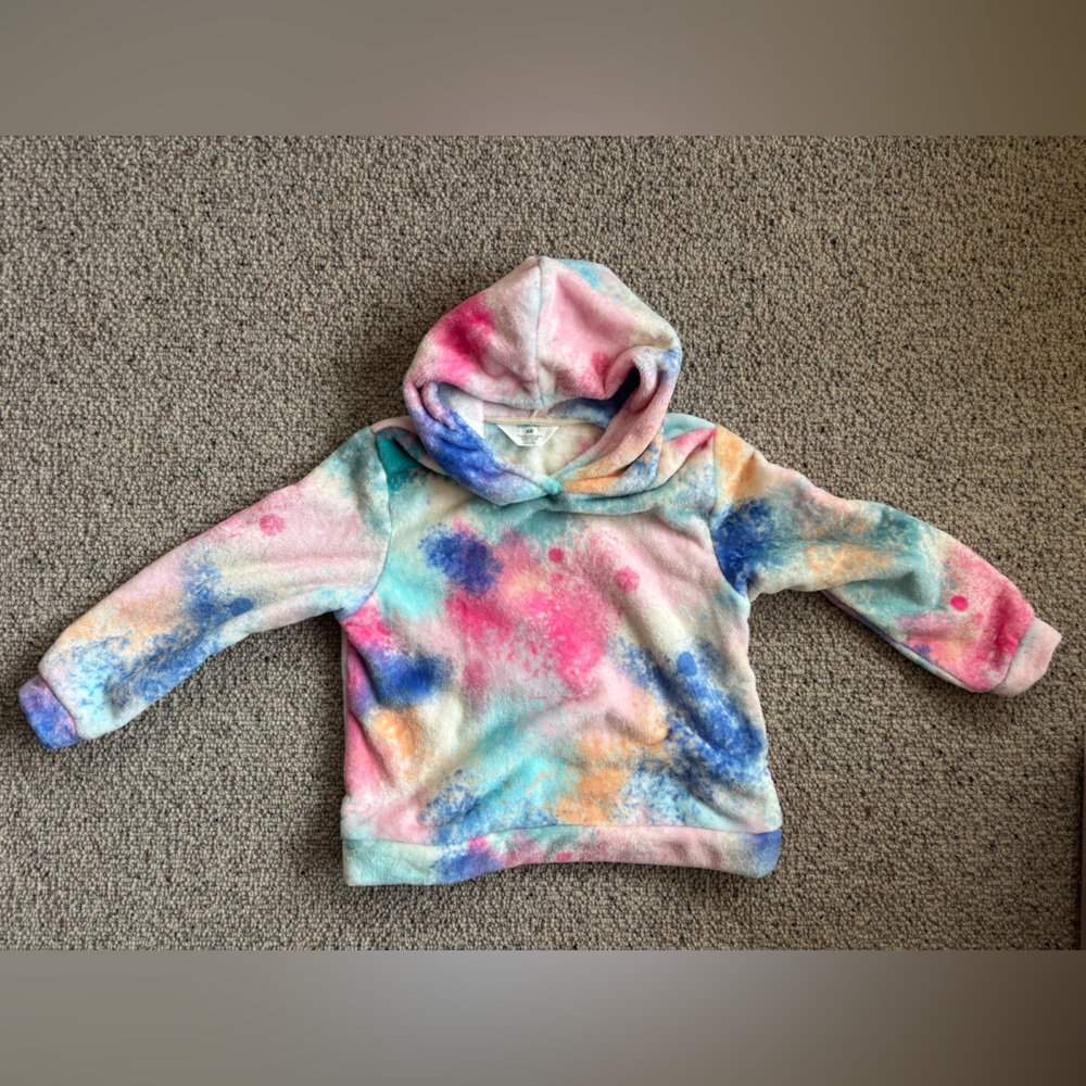 H&M Multicolor Fleece Hooded Jacket- brand new! Size girls 8